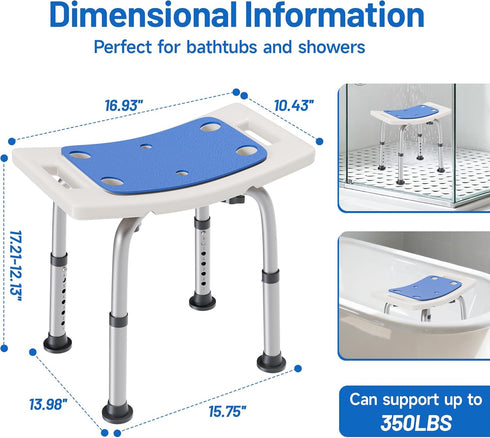 6 Shower Chair for Elderly Shower Seat for Inside Tub Tool-Free Shower Stool Adjustable Heights Bathtub Chairs