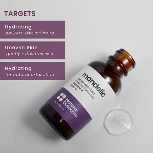 Mandelic Acid 10% Anti-Aging AHA Facial Serum with Hyaluronic Acid - Targets Fine Lines, Dark Spots, and Wrinkles, 1 Oz