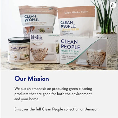 Clean People Liquid Dish Soap, 12 fl. oz Lemon Verbena Scent, Plant-Based Biodegradable Formula (3 Pack)