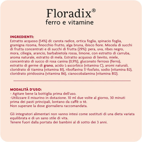 Flora Floradix Iron + Herbs, Natural Liquid Iron Supplement, 17 fl Ounce (500 ML)