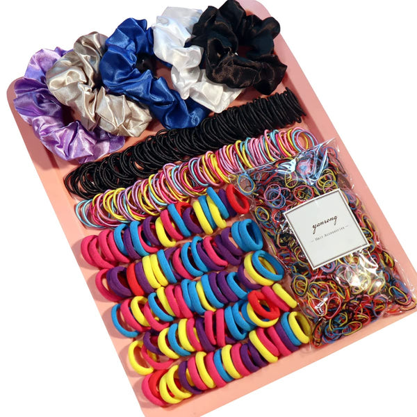 YANRONG Ponytail Holders and Scrunchies Mix for Girls and Women, Traceless Elastic Ropes, Rubber Bands (2155PCS)