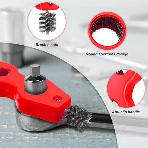 Honoson 4 Pieces Copper Pipe Cleaner Tool, 4 in 1 Brush for Plumbing Installation (Black, Red)
