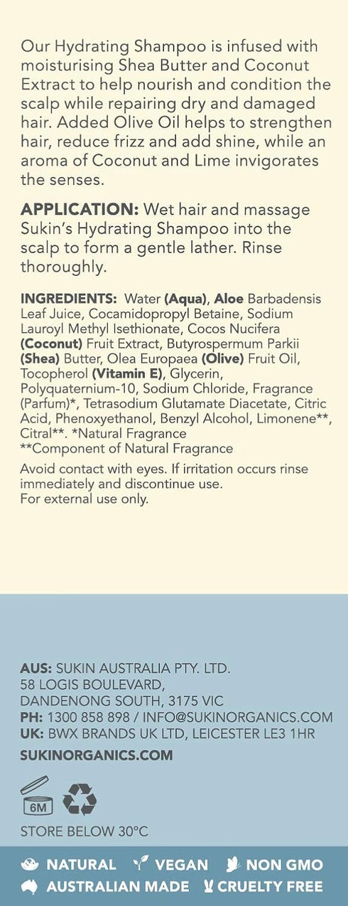 Sukin Haircare Hydrating Shampoo 33.82 Ounce