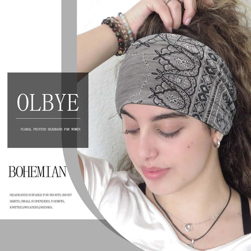 Olbye Wide Boho Headbands for Women, Knotted Turban Hair Accessories, Non-Slip Cotton Head Scarfs for Yoga