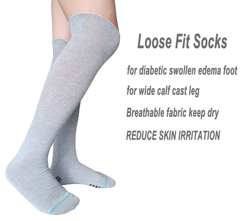 LORVVDE 2 Pairs Walking Boot Socks for Orthopedic Walker Brace, Replacement Sock Liner Knee High Tube Sox Under Air Cam