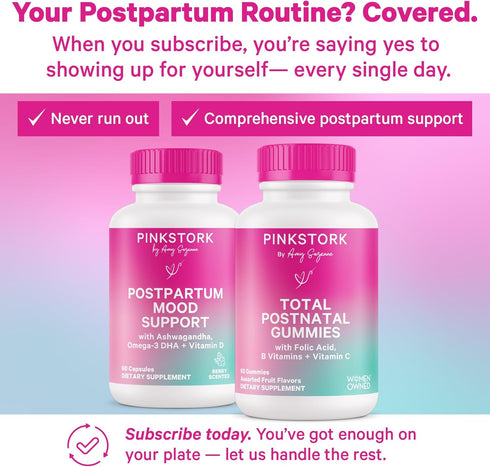 Pink Stork Total Postnatal Vitamin Gummies - Multivitamin for Postpartum Recovery & Lactation Support - 60 Gummy