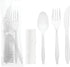 Party Essentials Individually Wrapped Plastic Cutlery Packets, 100 Sets, Includes White Fork, Spoon, Knife, Napkin