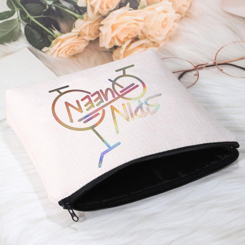 POFULL Indoor Cycling Bike Spin Class Workout Gift, Spin Queen Cosmetic Bags for Spinning Bike Gym