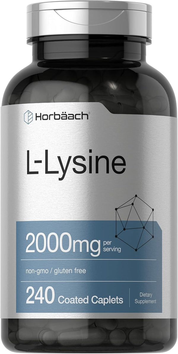 Horbaach L-Lysine 2000mg | 240 Caplets | Vegetarian, Non-GMO, Gluten Free Supplement