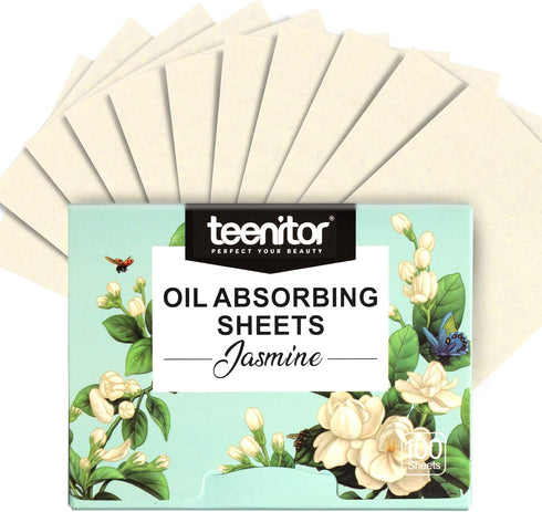 Teenitor Jasmine Oil Blotting Papers, 100 Sheets Oil Control Film for Oily Skin, Men & Women