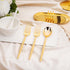 SUT 100 Pcs Gold Plastic Silverware, Disposable Forks and Spoons for Parties and Weddings