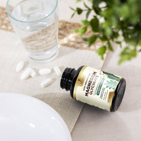 Magnesium Glycinate Supplement 250mg - 60 Tablets High Absorption for Muscle, Heart, Bone Health
