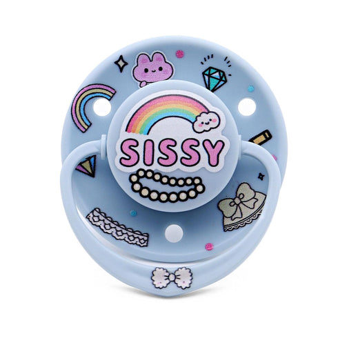Large Shield Comfort Soother - Pastel Blue Rainbow Sissy Design - Sensory Tool for Stress Relief & Better Sleep