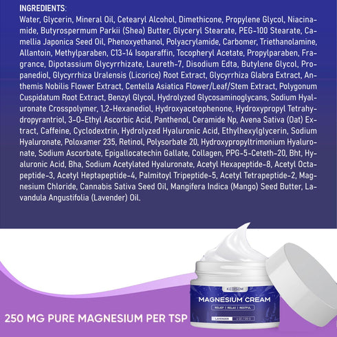 Magnesium Cream for Sleep - Natural Topical Magnesium Lotion, Calm - Nighttime Body Butter for Deep Hydration - Safe