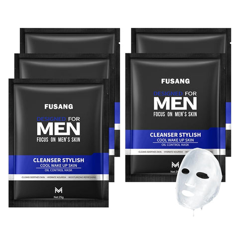 5 Pcs Men's Facial Sheet Mask, Hydrating Skincare Gift Set for Men, Moisturizing Soothing Facial Masks