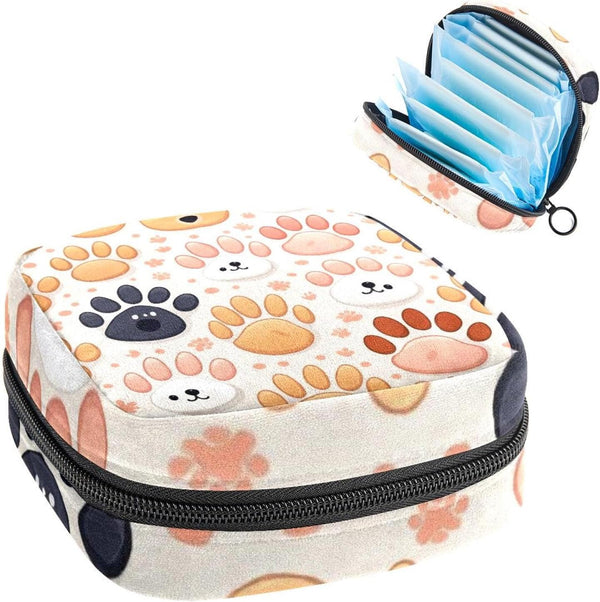 RODAILYCAY Cat Dog Animals Paw Menstrual Pad Purse for School, Tampons Collect Pouch