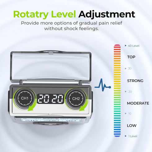 AUVON Rechargeable Digital TENS Unit Muscle Stimulator, 600 mAh Battery, 8 Customizable Modes for Pain Relief
