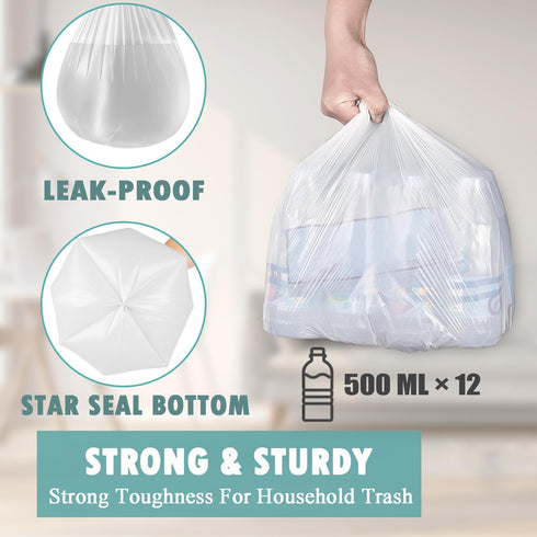 Small Trash Bags 4 Gallon - 105 Count, Unscented Mini Garbage Bags for Bathroom Trash Can Liners