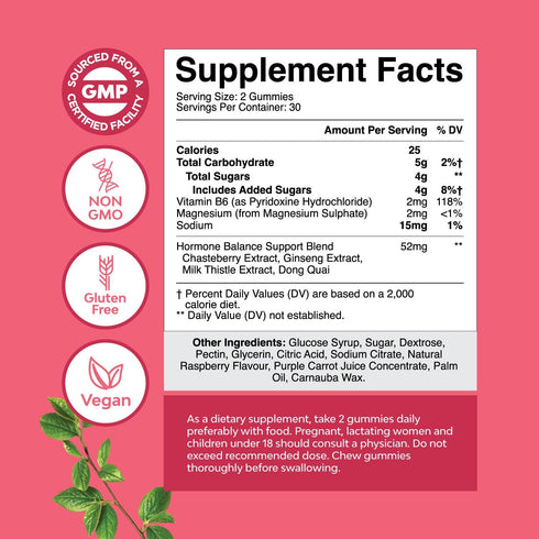 Gummies B6 60 Hormone Balance for Women of All Ages - PMS Support Supplement for Women to Regulate Menstrual Cycle