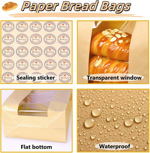INTOMYTH 100 12.6"x8.3"x4", 50% Pcs Bread Bags for Homemade Bread - Thicker Sourdough Bags with Window & Sealing
