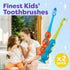 Kids Toothbrush 2 Pack - Soft Contoured Bristles, Child Sized Brush Heads (3-10 Years Old) - Suction Cup Storage (Blue