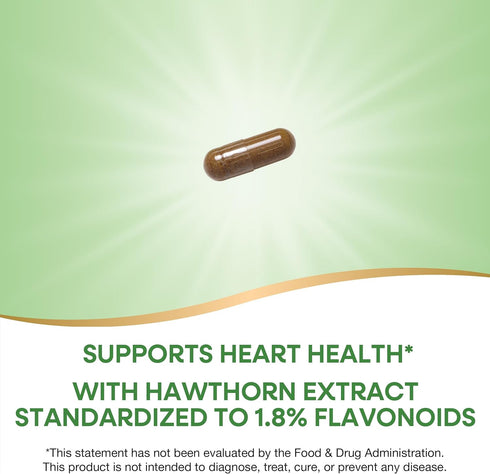 Nature's Way Hawthorn Premium Extract - Support Heart Health, Standardized to 1.8% Flavonoids, Non-GMO, Vegan (90