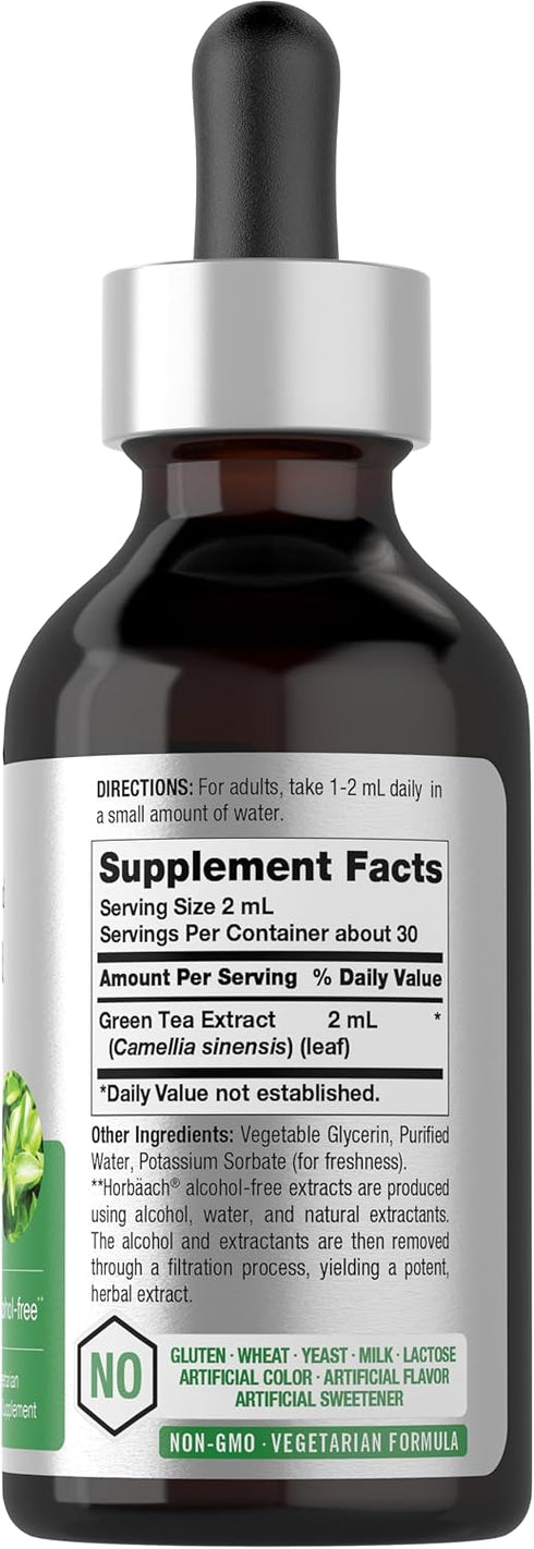 Horbaeach Green Tea Extract Liquid | 2 Fl Oz | Alcohol Free, Vegetarian Tincture | Super Concentrated Supplement | Non-GMO, Gluten Free