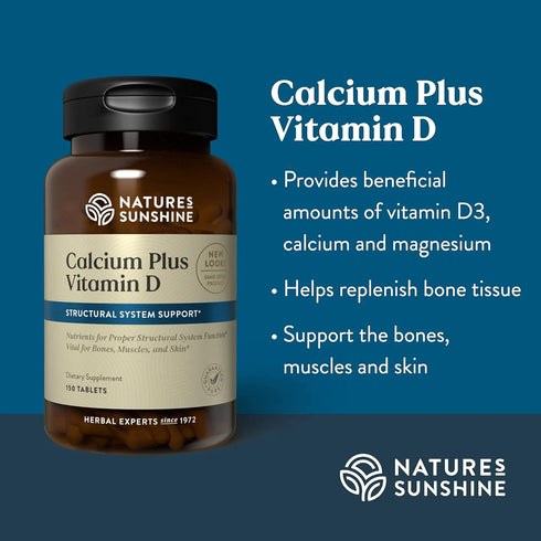 Nature's Sunshine Calcium Plus Vitamin D, 150 Tablets, Kosher | Powerful Supplement with D3, Calcium, Magnesium
