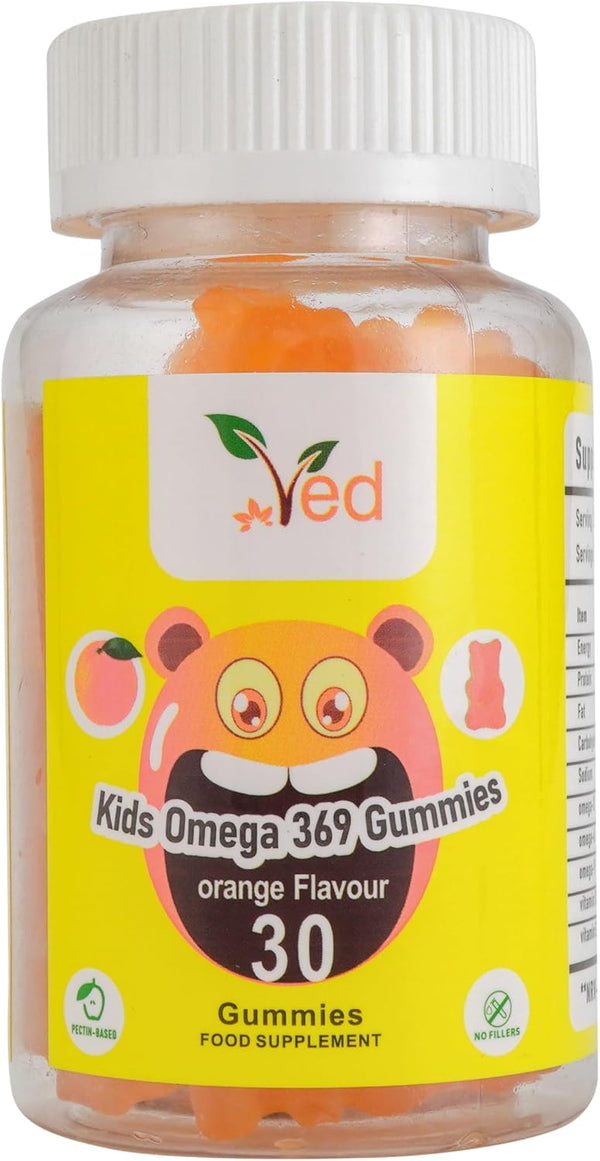 Ved Kids Gummies – Vegan, 30 Chewable Kids Vitamins Gummies, 15 Days Supply, (30 Count, Orange)