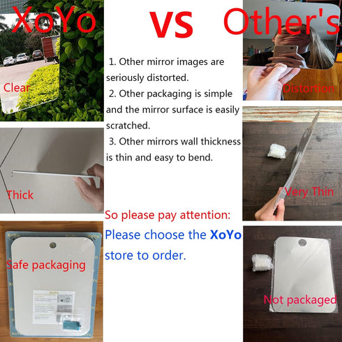XoYo Large Fogless Shower Mirror (11inX7.48in), Includes 1 Adhesive Hook, Anti-Fog Wall Hanging Mirror