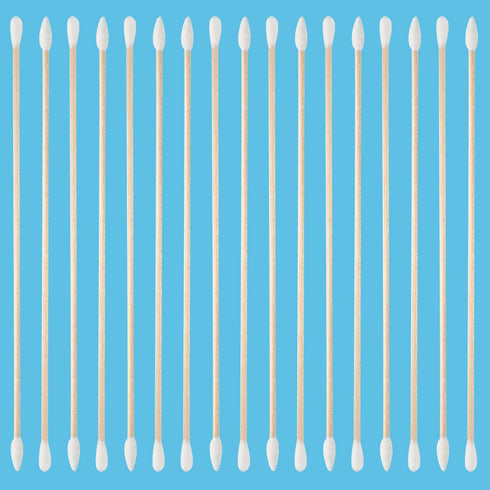 Norme 6 Inch Cotton Swabs in Storage Box, 500 Pcs Long Pointed and Round Tip Cleaning Swabs with Wooden Handle