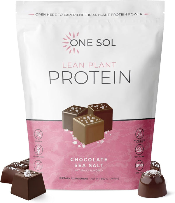 One Sol Lean Plant Protein Powder, Chocolate Sea Salt, Low Carb, Gluten Free, Non-GMO, Vegan Friendly