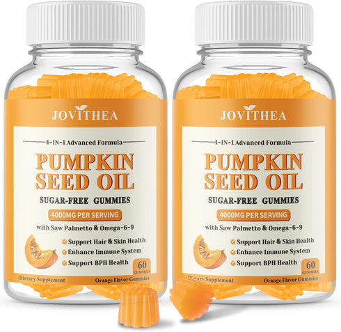 JOVITHEA 2 Pack Pumpkin Seed Oil Gummies with Saw Palmetto, Organic Pumpkin Seed
