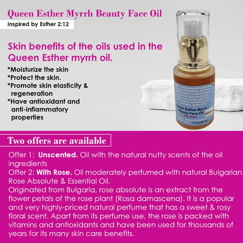 Queen Esther Myrrh Beauty Face Oil, Myrrh-Infused Skincare Essential Oils with Rosehip, Argan, Seabuckthorn,