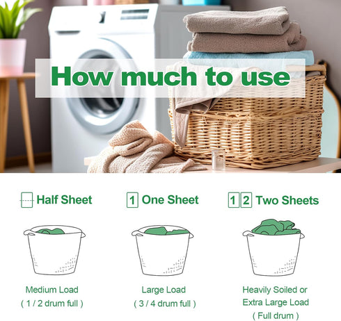Laundry Detergent Sheets, Eco-Friendly & Hypoallergenic, 60 Sheets (120 Loads), Fresh Scent, No Plastic Jug