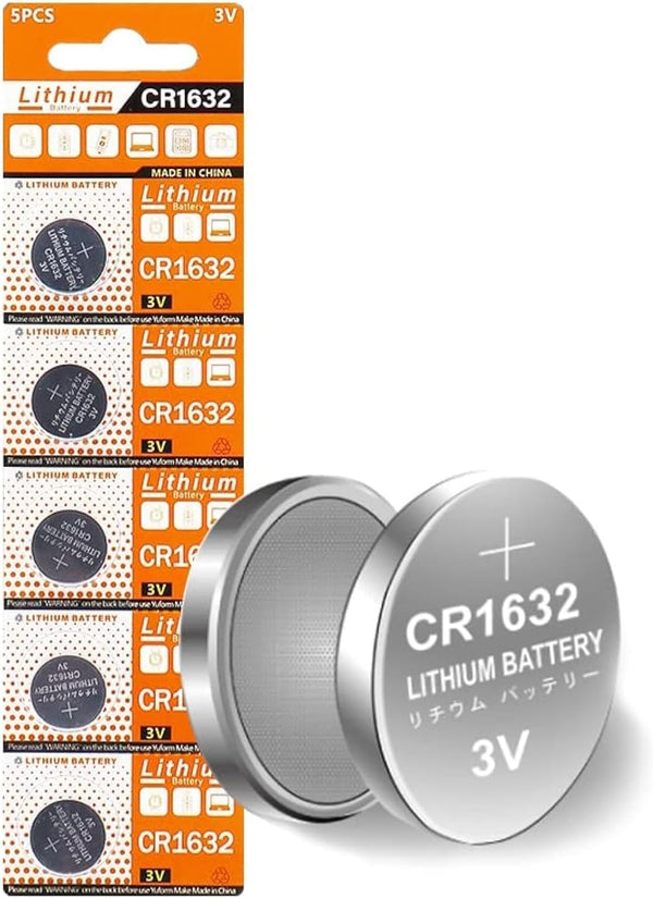 Cotchear 5pcs/Pack CR1632 Button Battery - 3V Lithium Coin Cell Batteries for Electronic Watch Remote