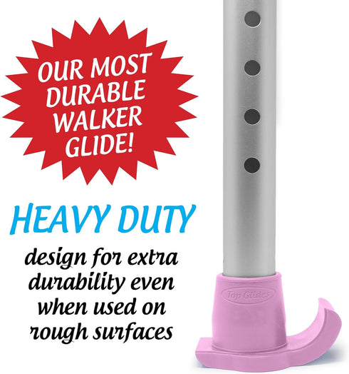 DuraSki Walker Glide Skis Extra Durable for 1 1/8 Inch Tubes (Pink)