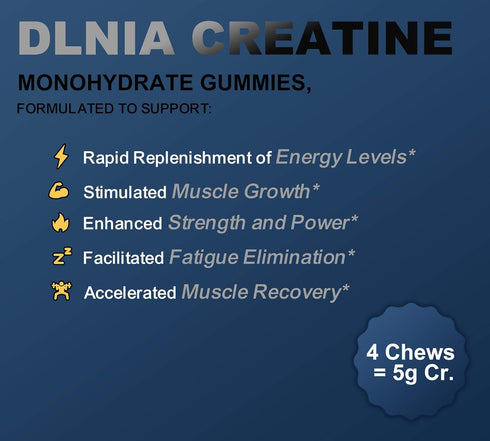 Creatine Monohydrate Gummies for Men & Women: Sugar Free & Vegan Formula with L-Taurine & Vitamin B12
