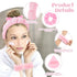 7Pcs Puffy Spa Headband and Wristband Set, Skincare Headband for Washing Face, Makeup Removal Accessories (Pink)