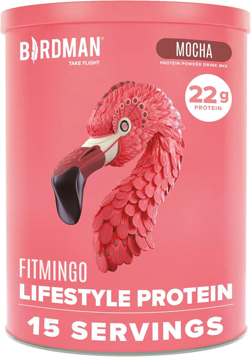 BIRDMAN Fitmingo Vegan Protein Powder for Women | 22g Plant Based Mocha Protein, Inositol, Collagen Boosters, Vitamins,