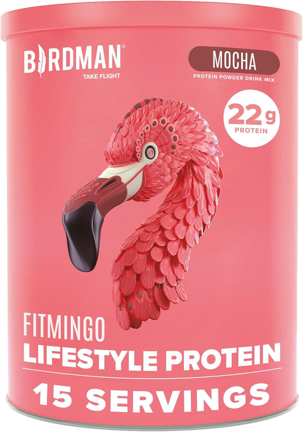 BIRDMAN Fitmingo Vegan Protein Powder for Women | 22g Plant Based Mocha Protein, Inositol, Collagen Boosters, Vitamins,