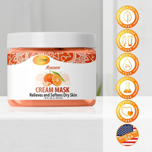 SPA REDI Body and Foot Cream Mask, Mandarin, 16 Oz, Hydrating Pedicure Massage for Tired Feet, Infused with Hyaluronic