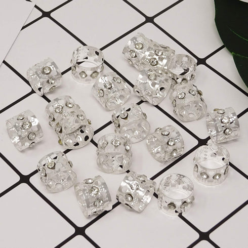 Honbay 20PCS Silver Rhinestone Hair Rings, Dreadlocks Beads, Braiding Hair Jewelry