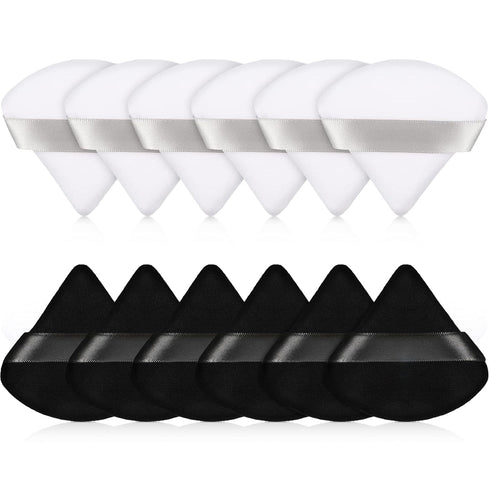Maitys 12 Pieces Powder Puff Triangle Face Makeup Cosmetic for Loose Powder, Washable Reusable Sponge