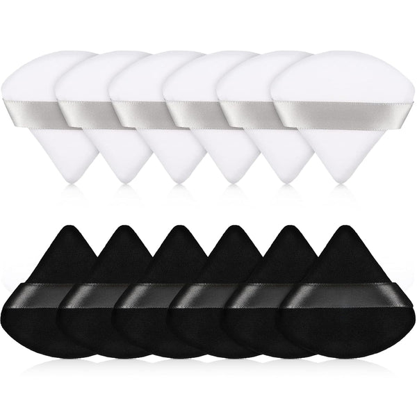 Maitys 12 Pieces Powder Puff Triangle Face Makeup Cosmetic for Loose Powder, Washable Reusable Sponge