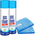 World Group Packing Solutions Glass Cleaner Foam, 19oz - 2 Pack, Fresh Scent with 2 Microfiber Rags