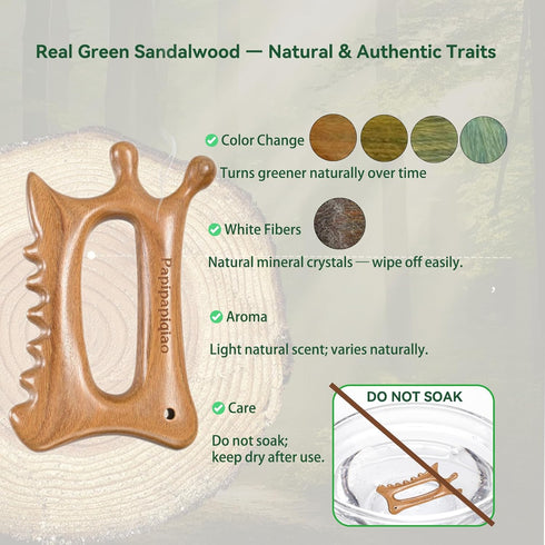 Wood Therapy Massage Tools Wooden Manual Guasha Tool, Handheld Body & Scalp Massager, Trigger Point Scraper