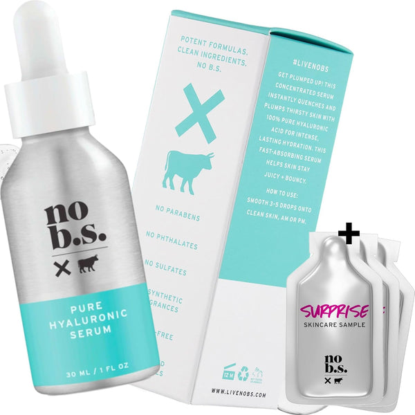 No B.S. Pure Hyaluronic Acid Serum for Face - 1 FL Oz, Fine Lines & Wrinkles Serum for All Skin Types, Vegan