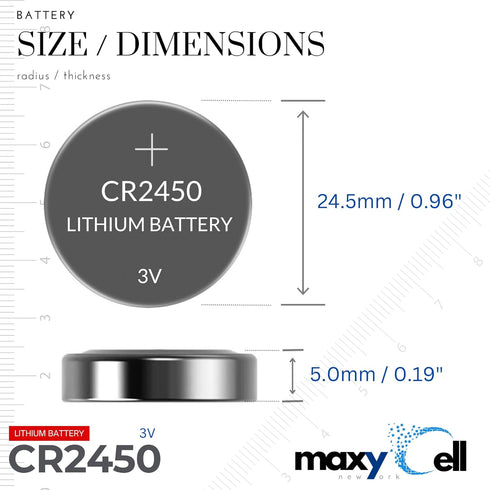 MaxyCell 2450 CR2450 3V DL2450 (6 Pack) Lithium Coin Cell Battery High-Capacity Long-Lasting Reliable Power