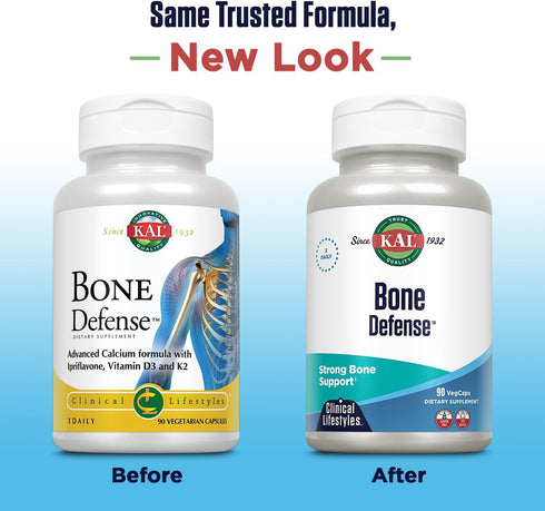 KAL Bone Defense | Healthy Bone Strength and Density Supplement | Calcium, Vitamin D3, K2, Magnesium | 90ct